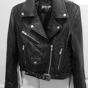 Nasty Gal Black Leather Biker Jacket